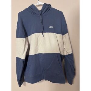 Levis Mens medium Relaxed Fit Colorblock Hoodie Blue Cream Cotton A75860000